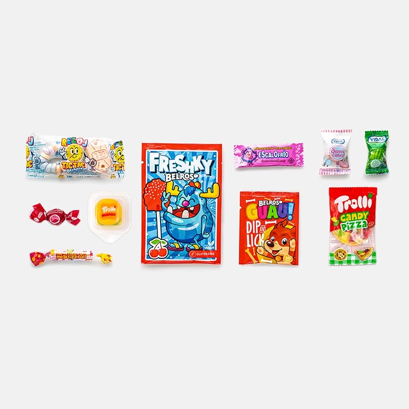 Embale 100 peças de doces e gomas variadas, 10 variedades embaladas individualmente. Sem glúten. Caixa de Doces de Halloween Ideal, Recheio de Piñata, Festas Infantis e Presente de Aniversário