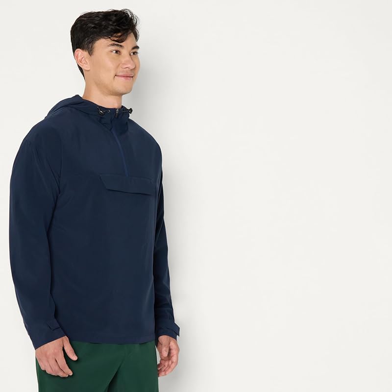 Giacca Sportiva Leggera a Blocchi di Colore in Tessuto Elasticizzato Uomo, Blu Marino, L