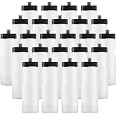 50 Strong Bulk Water Bottles 24-Pack – 22 oz BPA-Free Sports Bottles with Easy-Open Pull Top Cap – Made in USA – Reusable & Top Rack Dishwasher Safe Brand