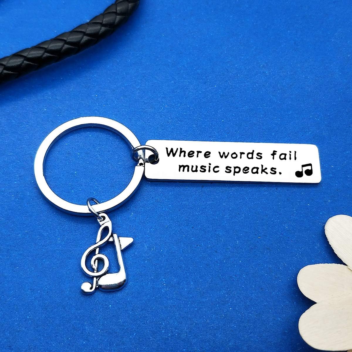 Music Keyring Gift Where Words Fail Music Speaks Keyring Music Lover Gift Music Note Keychain Gift for Music Teacher Student Musicians Gifts Inspirational Gift Music Key Ring - Image 3