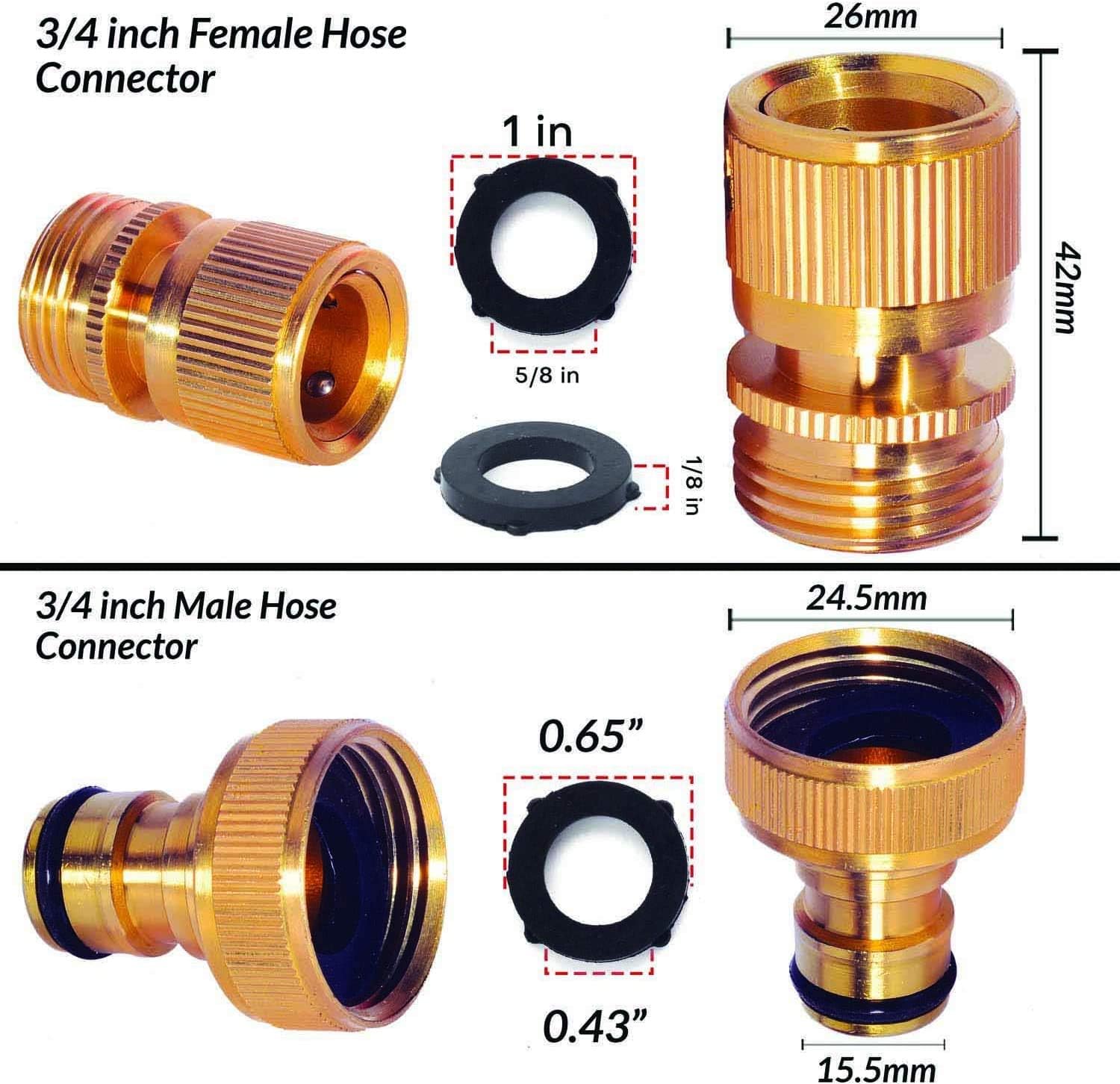 DIRECT MFG Garden Hose Quick Connect 2 Sets - Male and Female GHT Solid Brass Hose Connectors for Garden Hose Fittings - Choose Your Pack (3/4" External Quick Connect, Pack of 1) : Garden & Outdoor