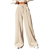 BTFBM Womens Wide Leg Sweatpants Casual Loose Solid Color Pants Comfy Lounge Joggers Baggy Sweatpants Pockets
