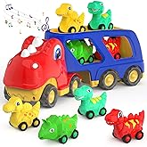 Moritakk Dinosaur Toys for Kids 2-4 Boys,Dinosaur Car Carrier Truck Toy with 4 Pull Back Dino Car，Dinosaur Truck for 2 3 4 5 Year Old Boy Toys,2 3 4 5 Year Old Boy Birthday Gift with Dino Sound.