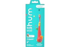 Colgate hum Smart Manual Kids Toothbrush, hum Kids Toothbrush with Phone Stand, App Makes Brushing Fun, Child-Size Brush Head with Extra Soft Bristles, Coral