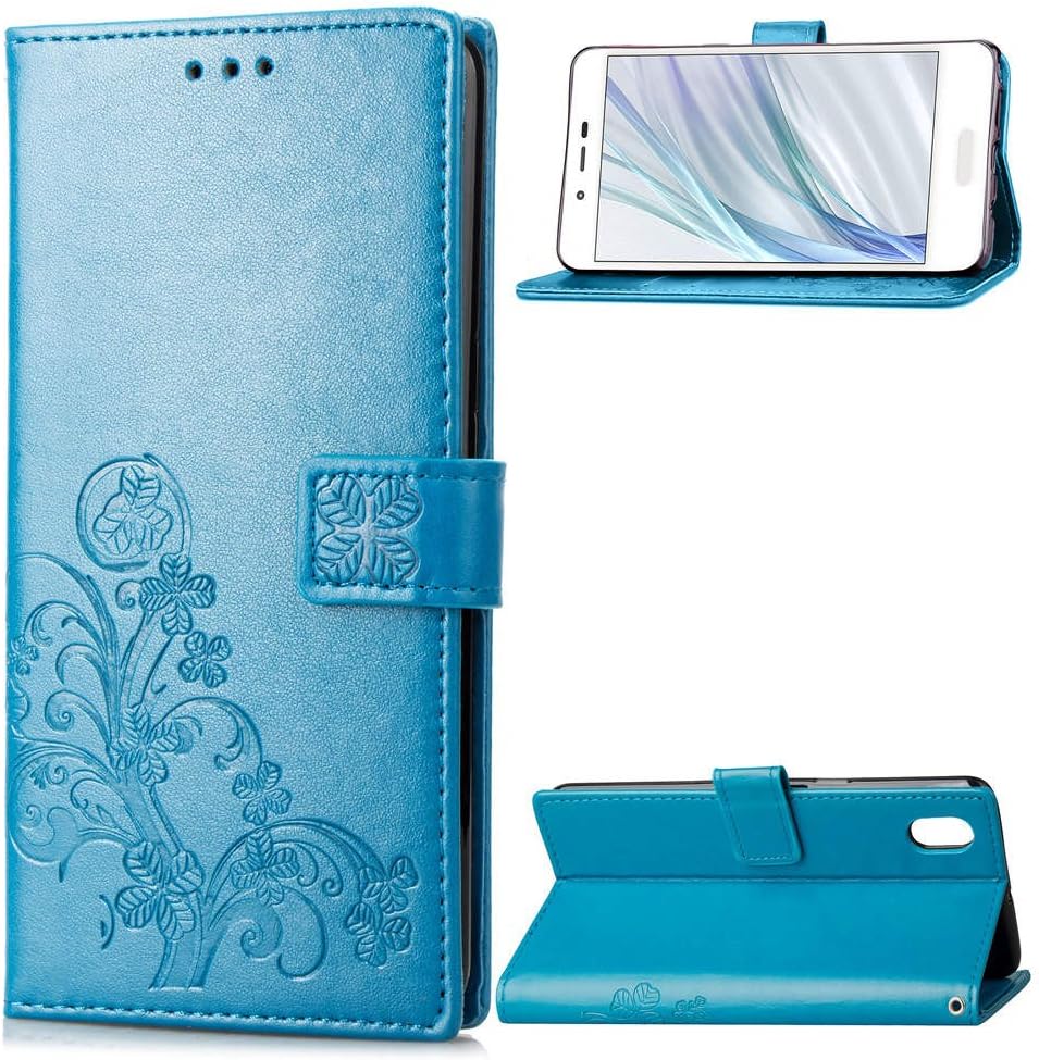 Amazon Com Sharp Aquos Sense Shv40 Case Abtory Leaf Embossing Design Magentic Pu Wallet Case Card Slots With Stand Function Protective Phone Case Cover With Wrist Strap For Sharp Aquos Sense Shv40 Blue