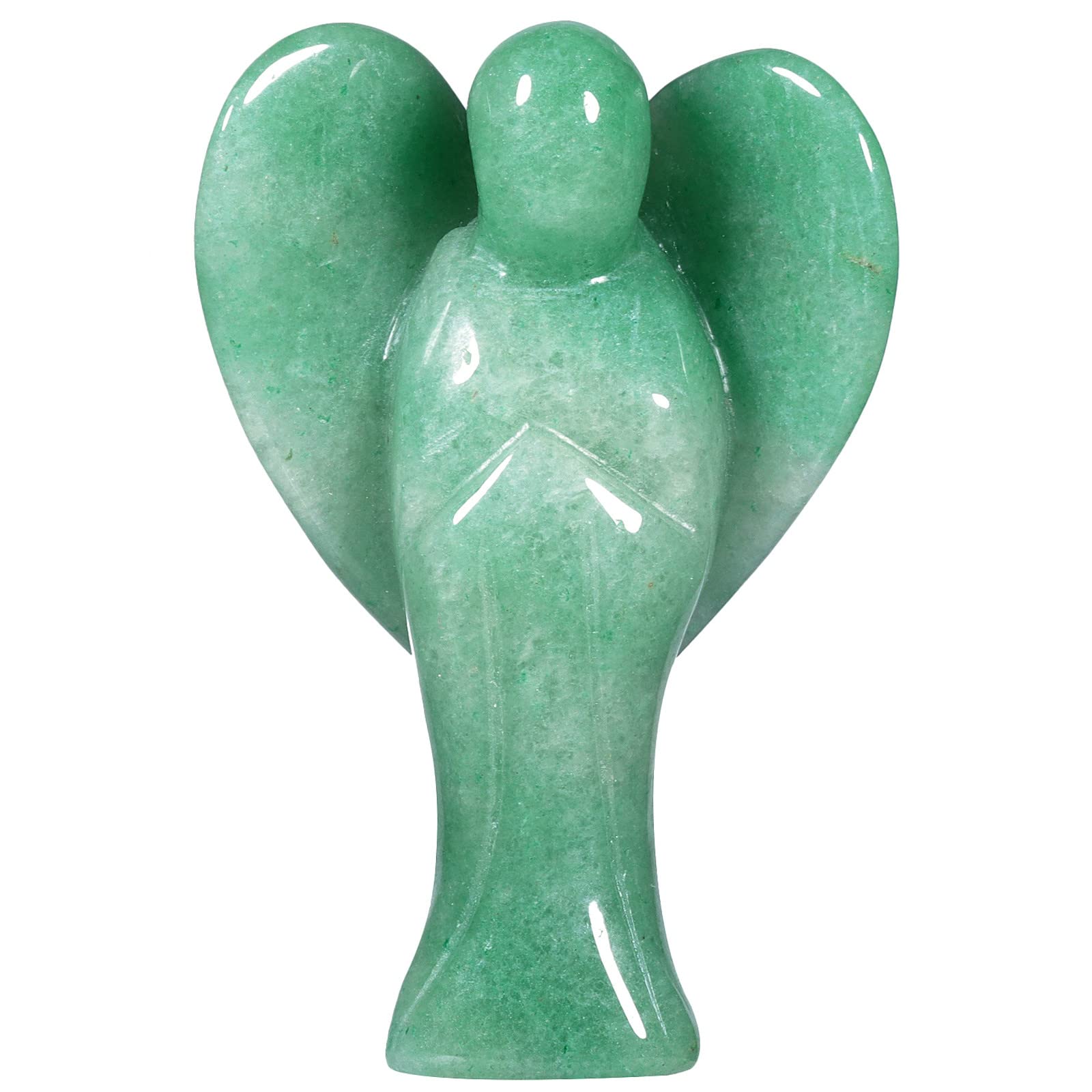 Nupuyai 3" Green Aventurine Guardian Love Heart Crystal Angel Statue, Carved Pocket Angel Figurine Spiritual Healing Stone Ornament for Home Office Decor