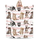 Docsckus Fuzzy Throw Blanket 350 GSM Fleece Ultra-Soft Microfiber Blanket for Adults Kids Gift Couch, Sofa, Bed Cute Cat 50"x40"