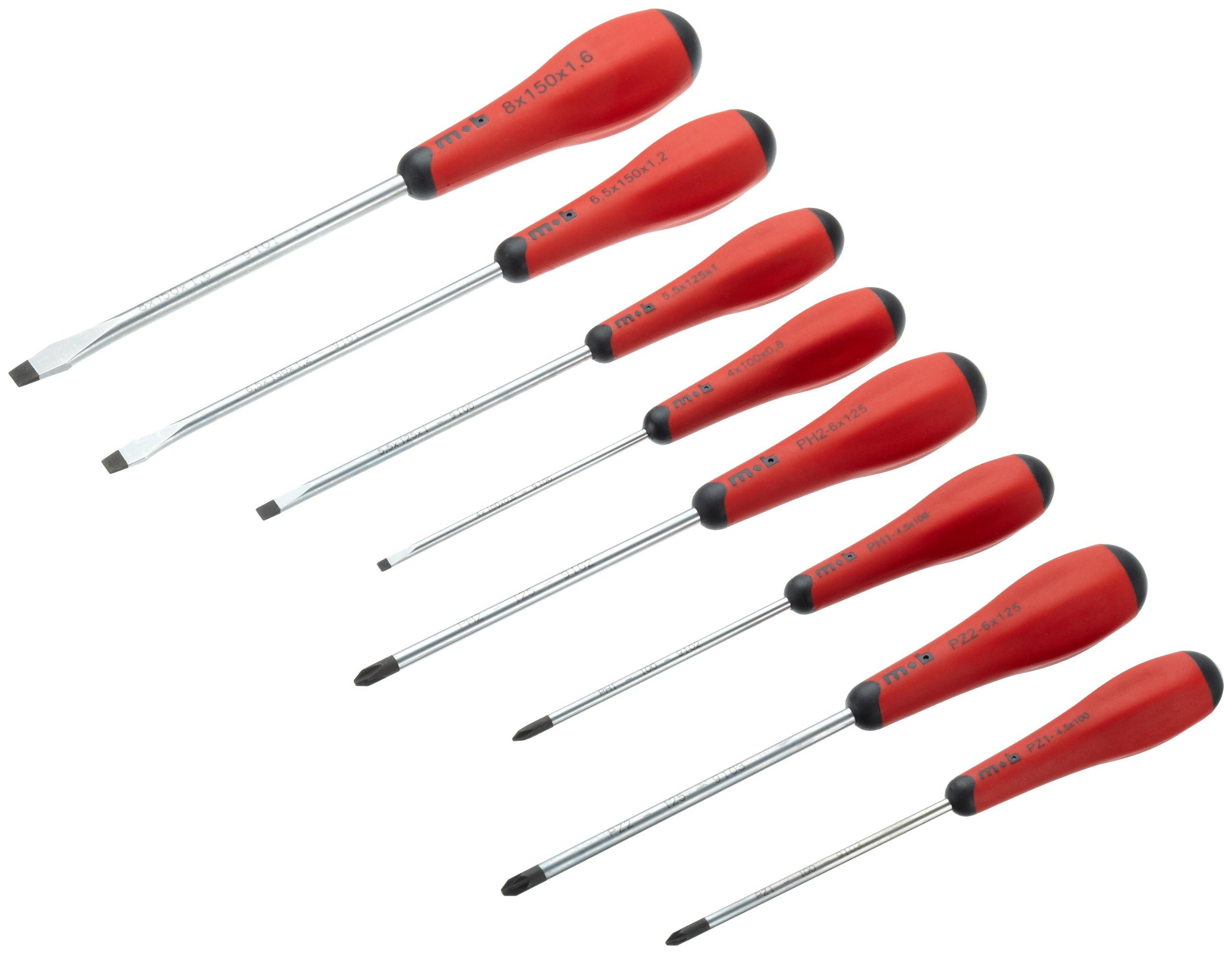 Peddinghaus 9129001901 Screwdriver Set, Silver/Red, Set of 8 Piece