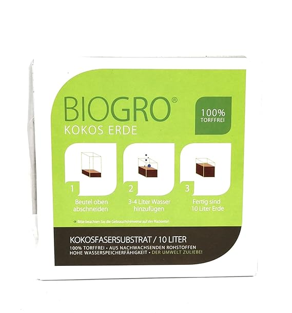 proflora BIOGRO Kokos-Blumenerde - im Quellbeutel - ergibt 10 L torffreie Pflanzenerde - Keine Schweren Säcke Mehr schleppen