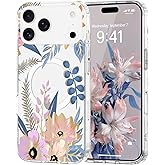 Pepmune Magnetic for iPhone 17 Pro Case Floral, Cute Luxury Clear Flower Cover for Women Girls Elegant Aesthetic Soft [Compatible with Magsafe] Protective Phone Case for iPhone 17 Pro, Blossom