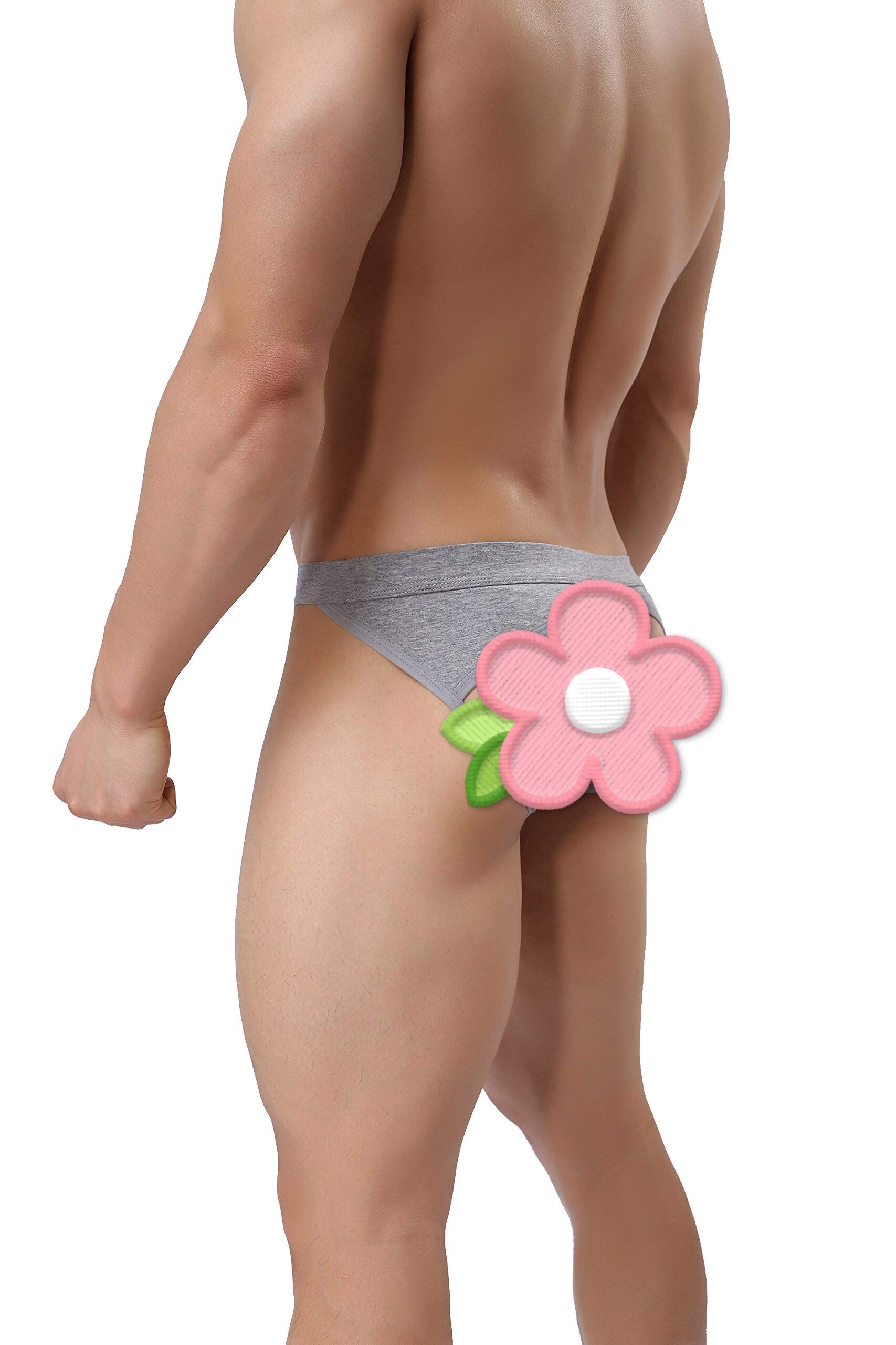 Comhere Men\'s Jockstraps Underwear Athletic Supporters Elastic Cotton Bikini Briefs Gray