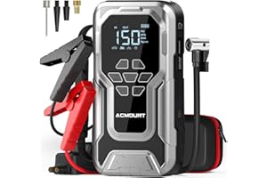 Acmount Jump Starter with Air Compressor, 6000A Car Battery Jumper Starter Portable(All Gas/10.0L Diesel), 150PSI Tire Inflator Air Pump, 12V Jump Pack with LCD Display, USB Quick Charge & LED Light