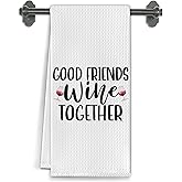 Elefeltclave Friends Wine Kitchen Towels, Wine Lovers Gifts for Women Dish Tea Bar Towels for Kitchen Bar Cart Decor, Bartender Gifts Decorative Hand Towels, 16x24 Inch