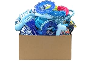 Beiker 20 Pack Puppy Chew Toys - Blue Dog Teething Toys for Puppies, Puppy Teething Rings and Ropes, Blue Rubber Toy Bundle for Small Dogs, Cute Interactive Dog Balls for Small Breed