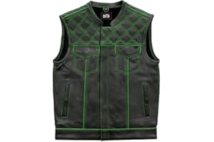 GOKTOG Men's Biker Motorcycle Riding Leather Vest, Sleeveless Faux Leather Vest Men, Leather Biker Club Vest