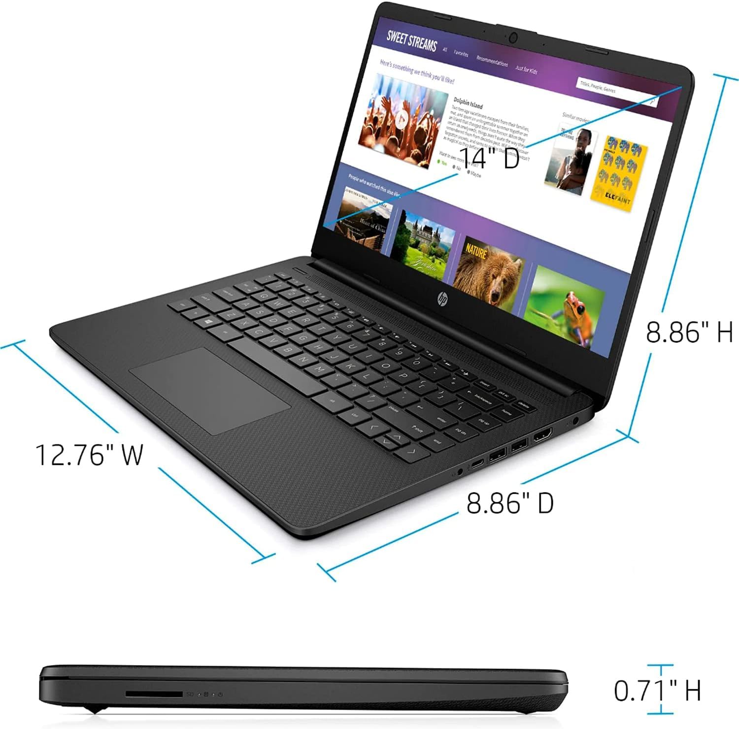 HP 14 Ultrabook • Back to School Limited Edition w/Microsoft 365 • Intel 4-Core CPU • 32GB RAM • 1.6TB Storage (128GB OnBoard w/ 512GB Portable Drive + 1TB OneDrive) • Black • Win 11