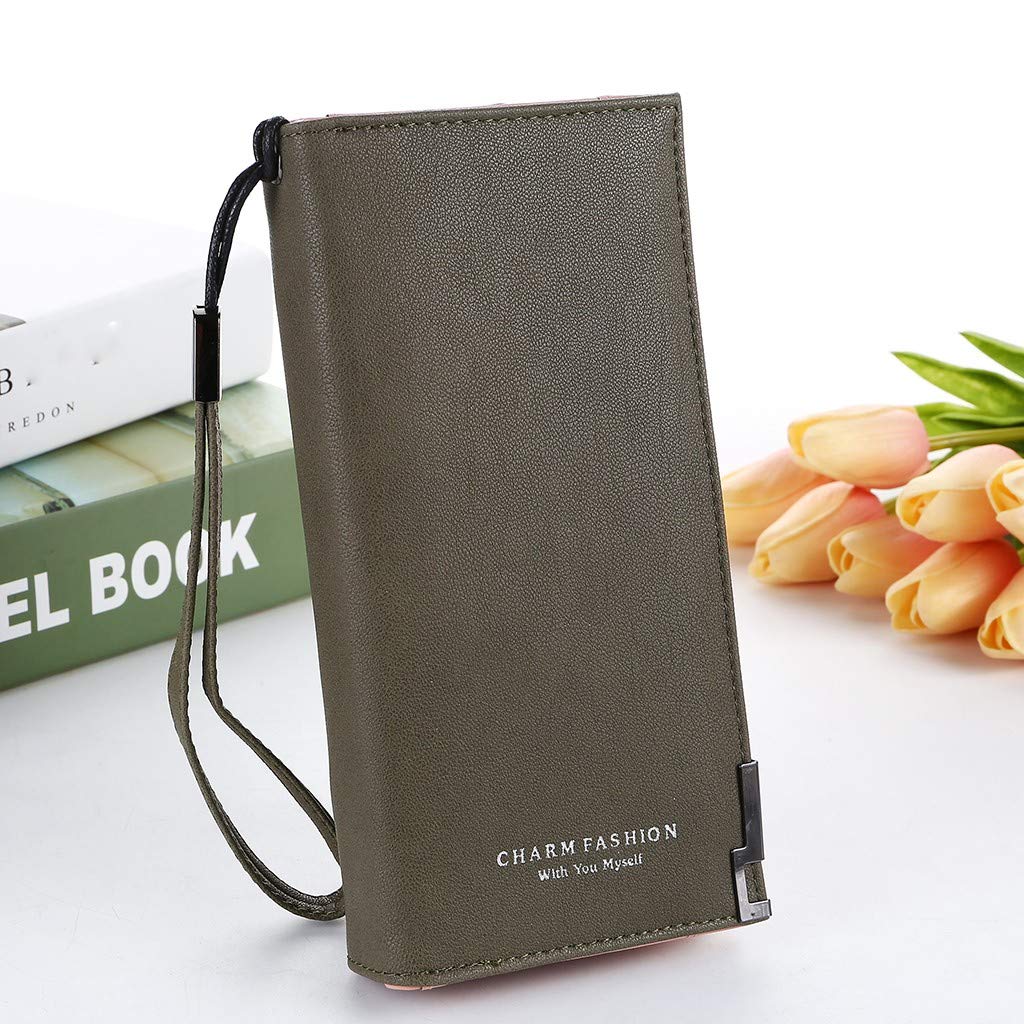 JoCome Womens Zipper Blocking Large Capacity Luxury Waxed Faux Leather Clutch Wallet Multi Card Organizer