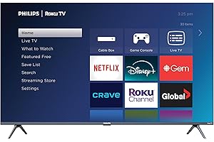 Philips Roku TV 43" Frameless 4K Ultra HD (2160p | Enterainment Plus Series Smart TV (43PUL5924/F6), Dolby Atmos, Voice Assis