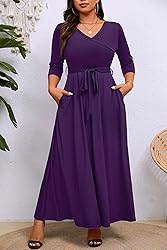 Plus Size Maxi Dress Sexy 3/4 Sleeve V Neck Plus