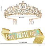 Leixi Birthday Girl Sash Rhinestone Tiara Set Gold Women Party Headband view 2