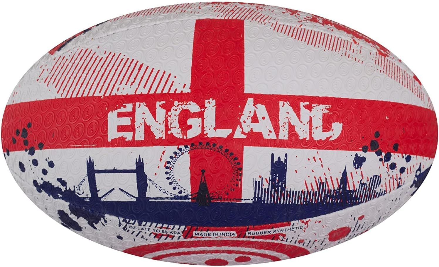 Optimum ENGLAND National Rugby Ball- Iconic Style with Great Flight and Air Retention - Rubber Dimpled Surface for Enhanced Grip - 2-Ply 410g Ball, Size 3