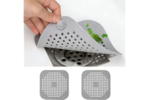 2 Pcs Sink Drain Hair Catcher Silicone Drain Cover for Kitchen Bathroom Home Shower Filter Mat Reusable Strainer (Grey)