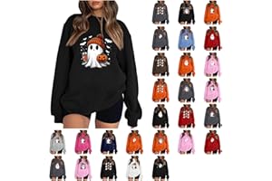 Yxzogd Halloween Sweatshirts for Womens Cute Ghost Sweater Fall Pullover Tops Graphic Oversized Long Sleeve Shirt Streetwear