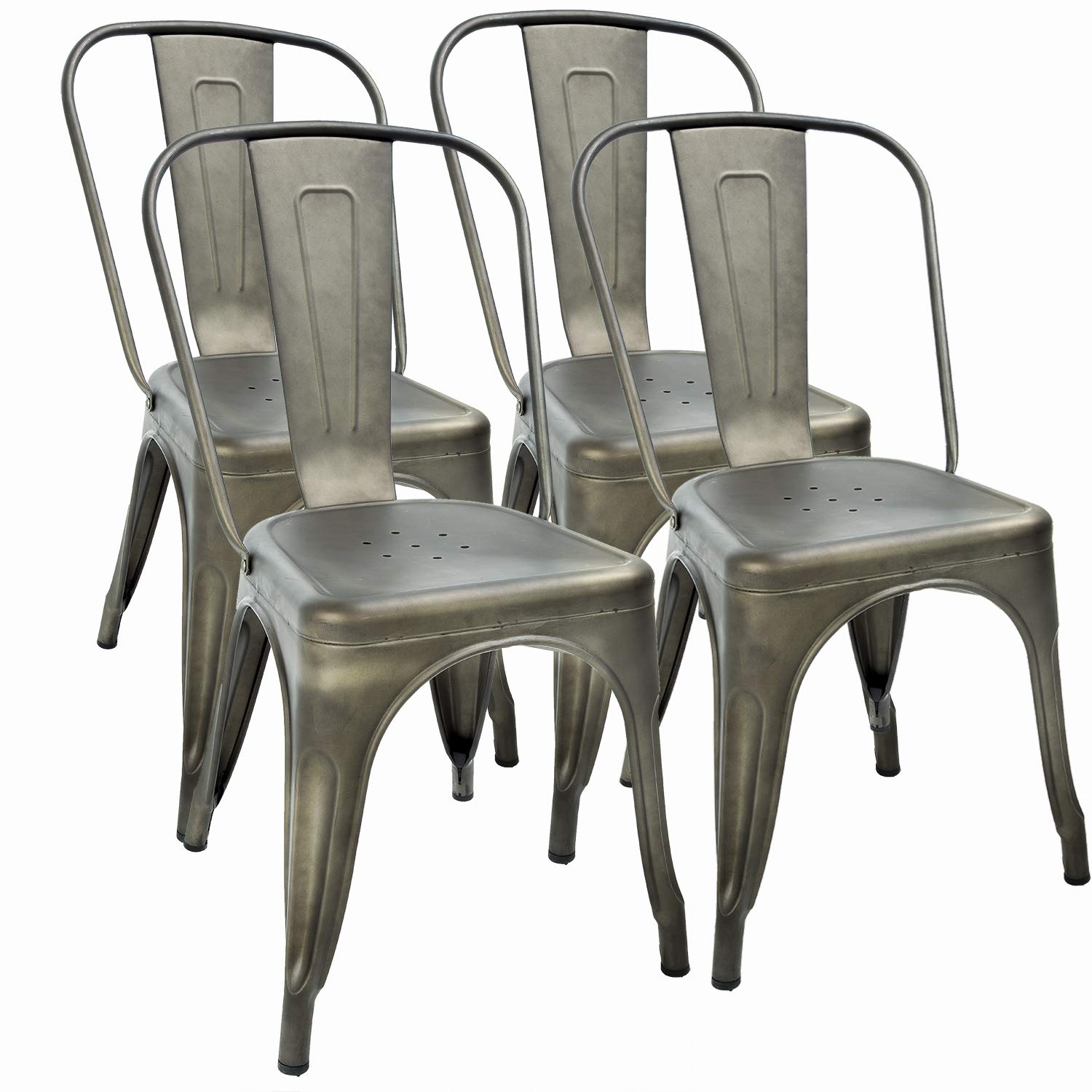 Metal Dining Chairs Set Of 4 Indoor Outdoor Chairs Patio Chairs 18 Inch Seat Height Metal Restaurant Chair Stackable Chair 330lbs Weight Capacity Kitchen Chairs Tolix Side Bar Chairs Buy Online In