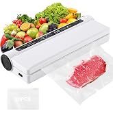 VortecSys Vacuum Sealer Machine, 75KPA Strong Suction for Home Kitchen Use | Dry/Moist Modes Digital Timer, LED Digital Timer Display Includes 20 Bags