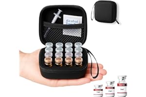 16 Slots, Peptide Case for Fridge, Fits 1-3ml Vial Storage for Peptide, Insulin, GLP-1 Etc,with Hand Strap and Logo, Black, C