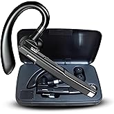 Wireless Bluetooth Headset with Mic, Noise-Cancelling Earpiece with 500mAh Charging Case – Up to 72H Talk Time – Clear HD Sound for Truck Drivers, Office, Call Centre, All Smart Phones.