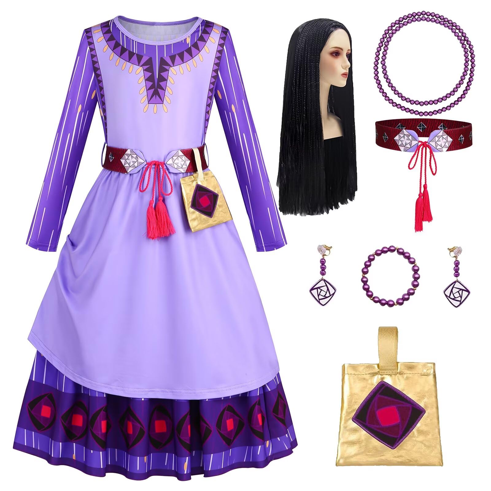 PIXUYE Princess Costumes for Girls Purple Princess Fancy Dress for Kids Birthday Carnival Halloween Christmas Parties Cosplay Word Books Days Oufits,T01-120