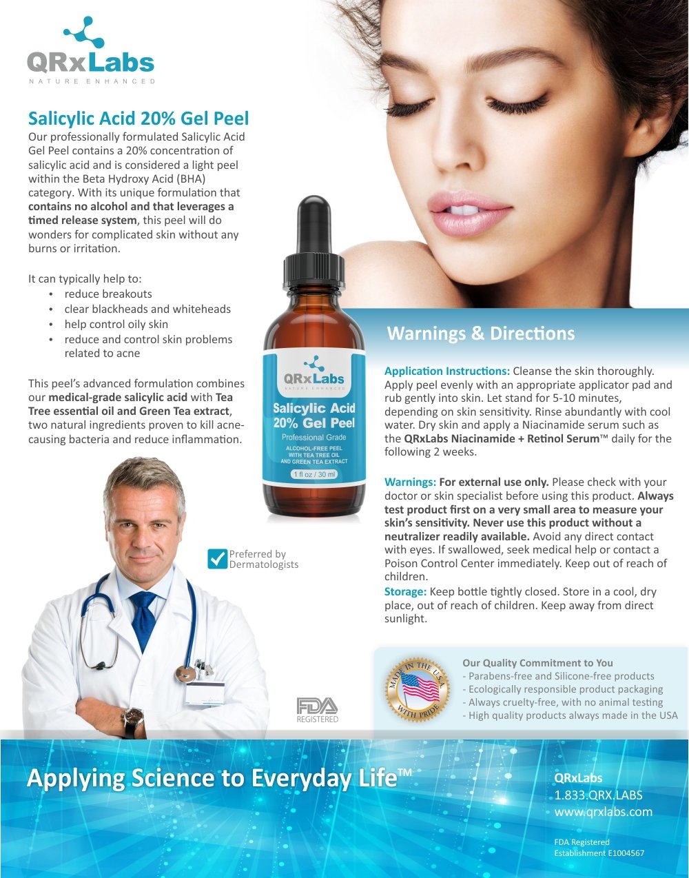 Salicylic Acid 20 Gel Peel AlcoholFree Formula with Tee Tree Oil and Green Tee Extract