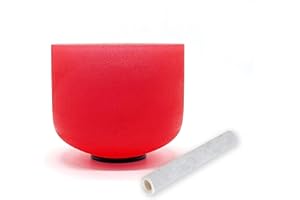 TAIFENG C Note Root Chakra Red Colored Quartz Frosted Crystal Singing Bowl 8 inch