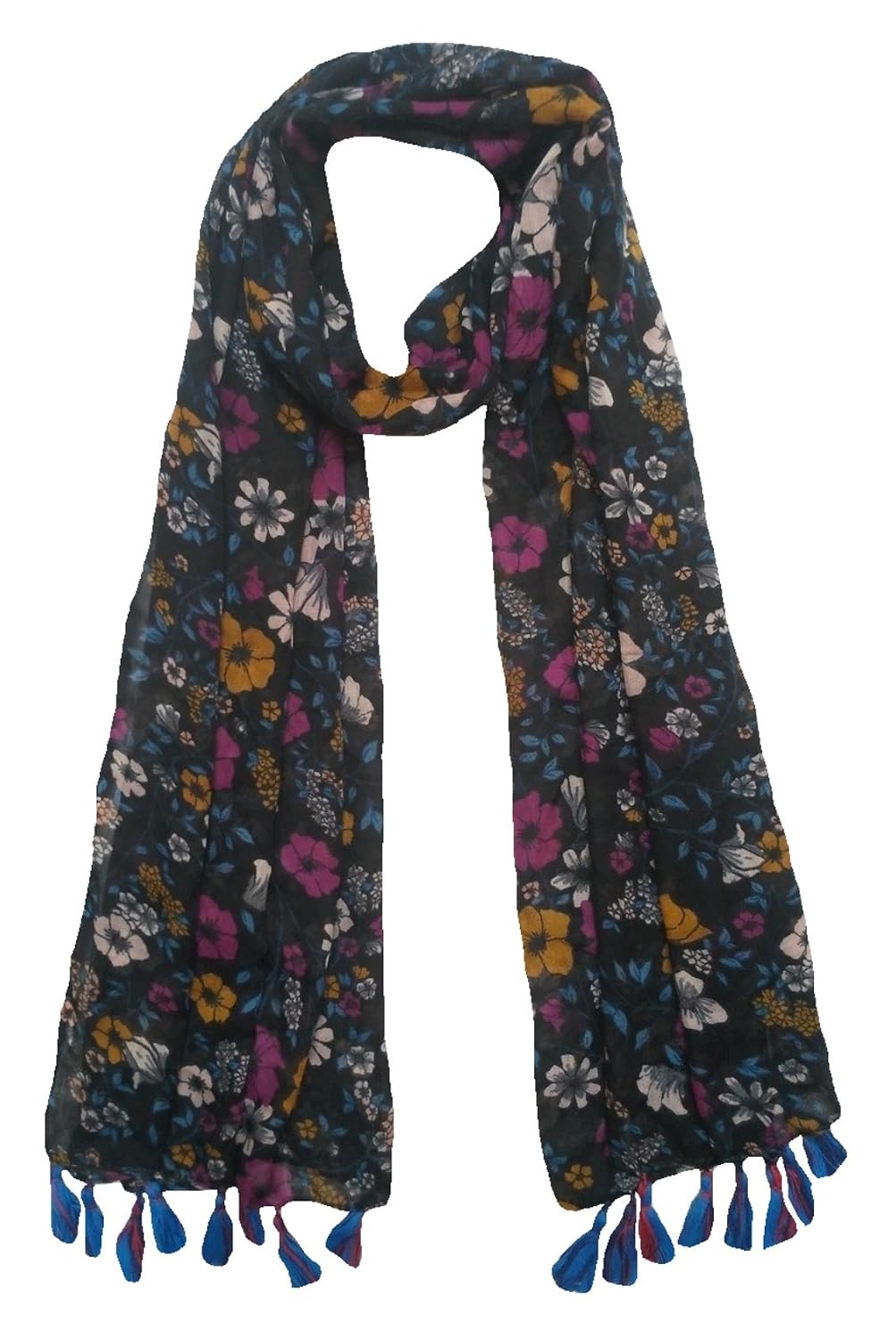 fusfus women's cotton scarf(f014, multicolour, free size) - pack of 6