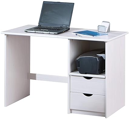 H24living Schreibtisch Computertisch Büromöbel PC Tisch Bürotisch Arbeitstisch für Ihr Büro Zuhause Kiefer massiv mit 2 Schub