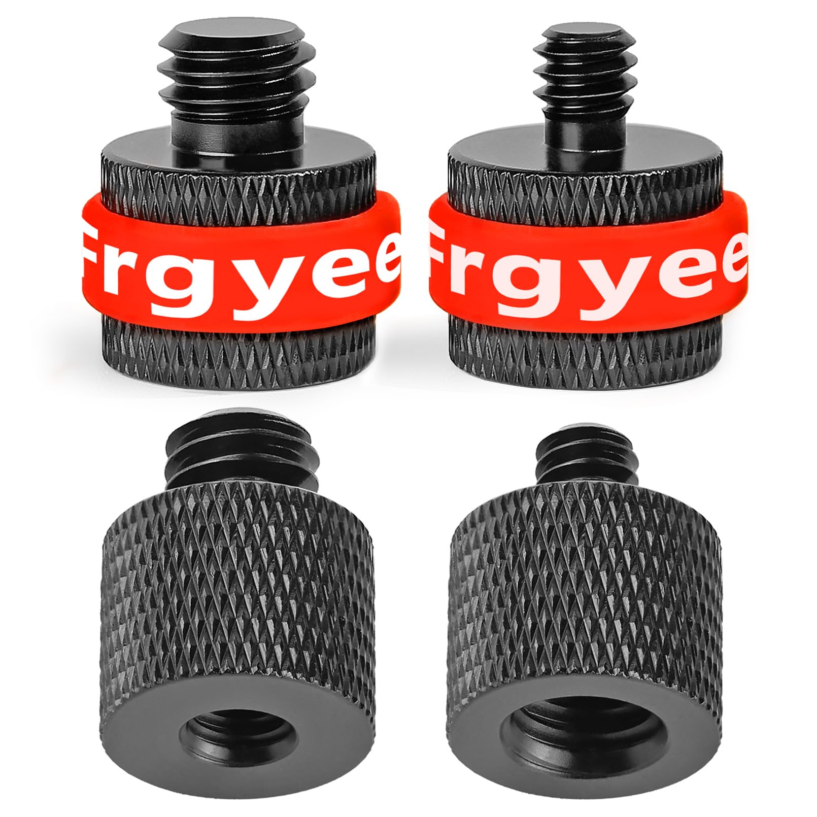 Frgyee Camera Screw Adapter Thread 1/4" Male to 3/8" Female and 3/8" Male to 1/4" Female Adapter with Personalised Silicone Ring for Camera Monitor, Tripod, Mic Stand Mount 4 Pcs