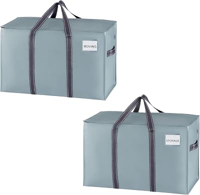 VENO 2 Pack Moving Bags Large Storage Totes with Lids Light Blue Matte