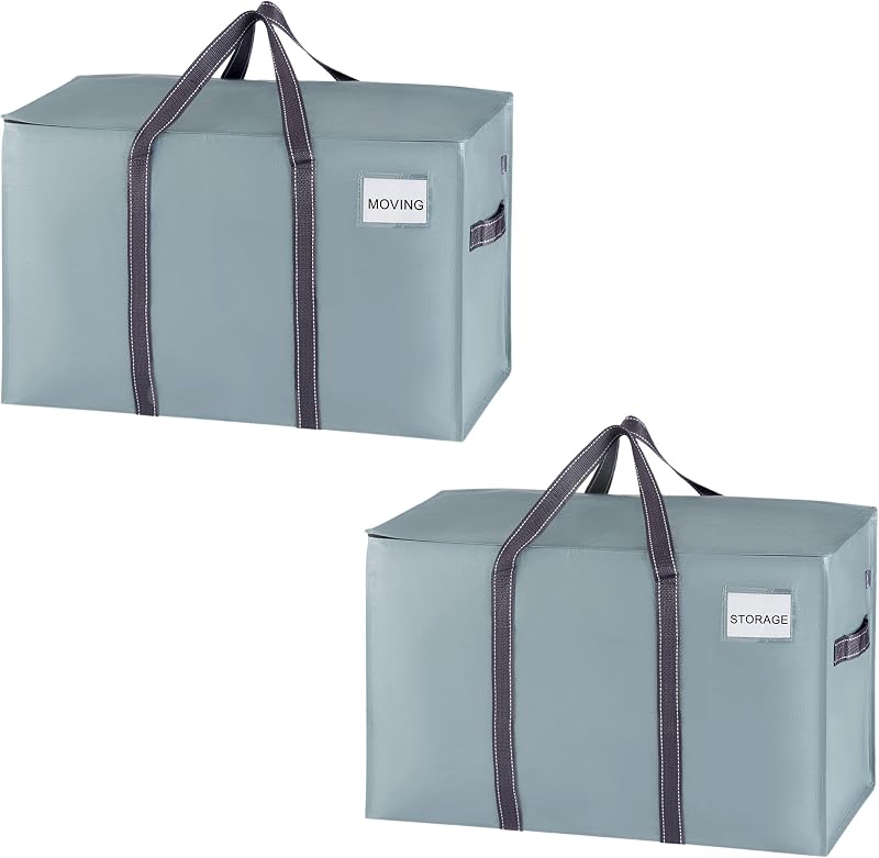VENO 2 Pack Moving Bags Large Storage Totes with Lids Light Blue Matte