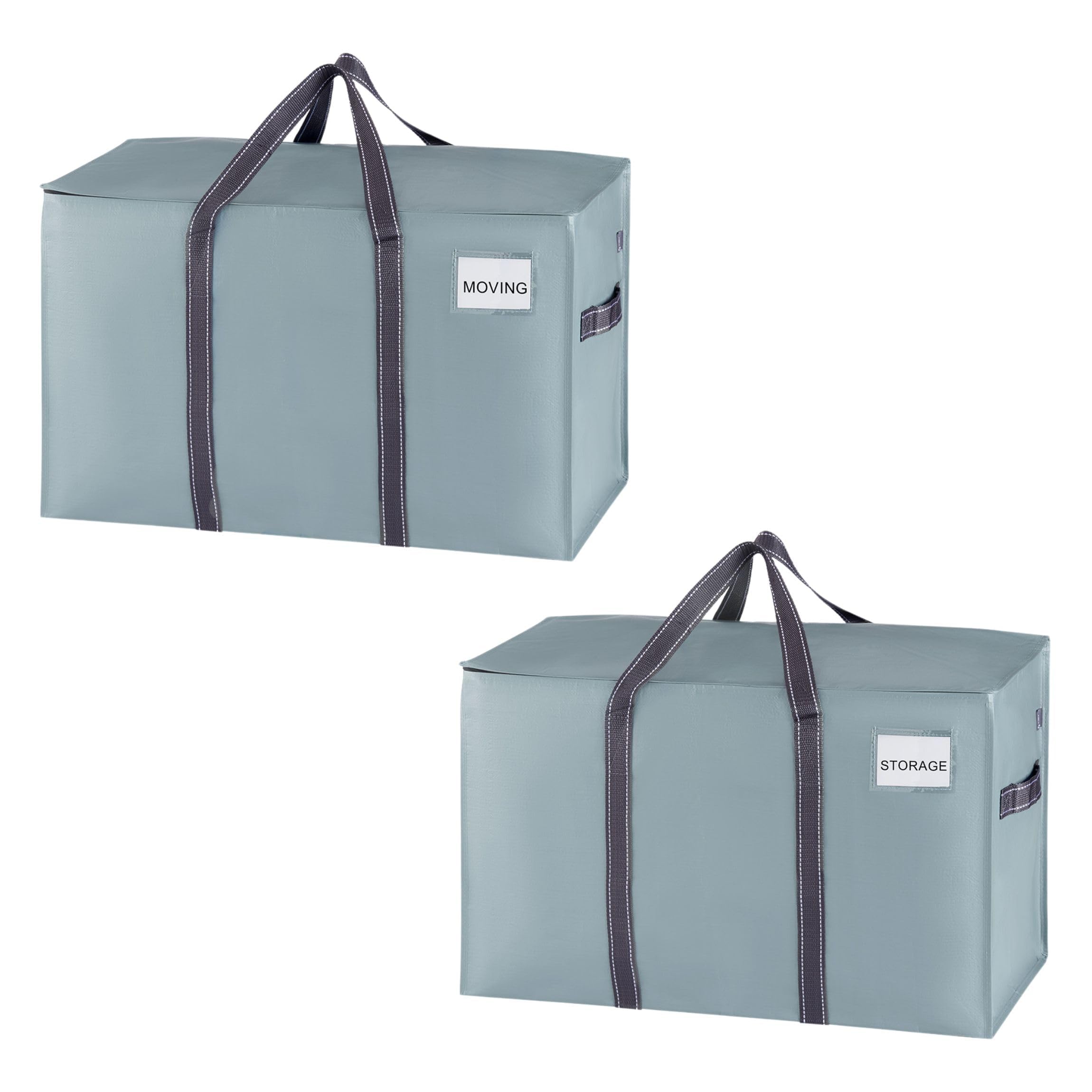 VENO 2 Pack Moving Bags, Moving Supplies, College Packing Storage Boxes with Lids Alternative, Heavy Duty Totes, Extra Large, Sturdy Handles, Zipper, for Packaging (Light Blue Matte, 2 Pack)
