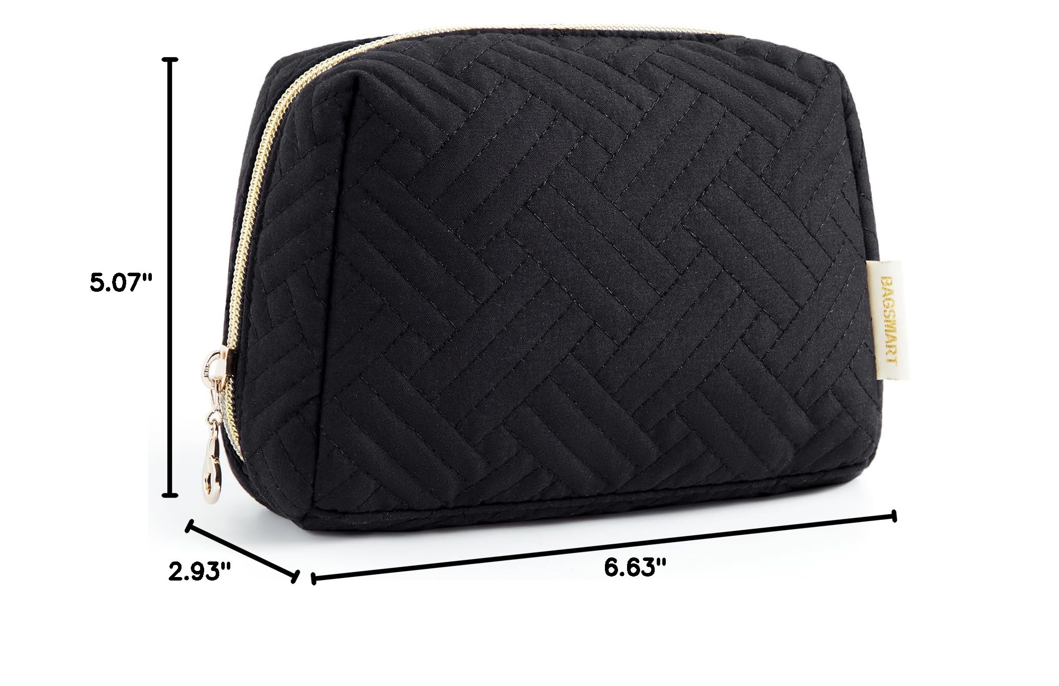 BAGSMART Small Makeup Bag, Travel Cosmetic Bag Make Up Pouch Small Travel Zipper Pouch,Water-resistant Toiletry Bag,Makeup Organizer Bag for Women, Black