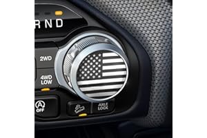 Zhizhong Dial Shifter Trim Plate Etched American Flag Emblem, Gear Shift Switch Knob Cover Fit for Chrysler 300/200/Pacifica, Voyager, Ram 1500, Ram Rebel, RAM 2500, Dodge Durango