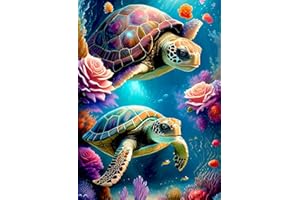 Offito Turtle Diamond Painting Kits for Adults Beginners, Sea Turtle Diamond Art Kits for Adults, Turtle DIY 5D Round Diamond Dots Gem Art for Beginners, Perfect for Gifts Home Wall Decor 12x16 inch