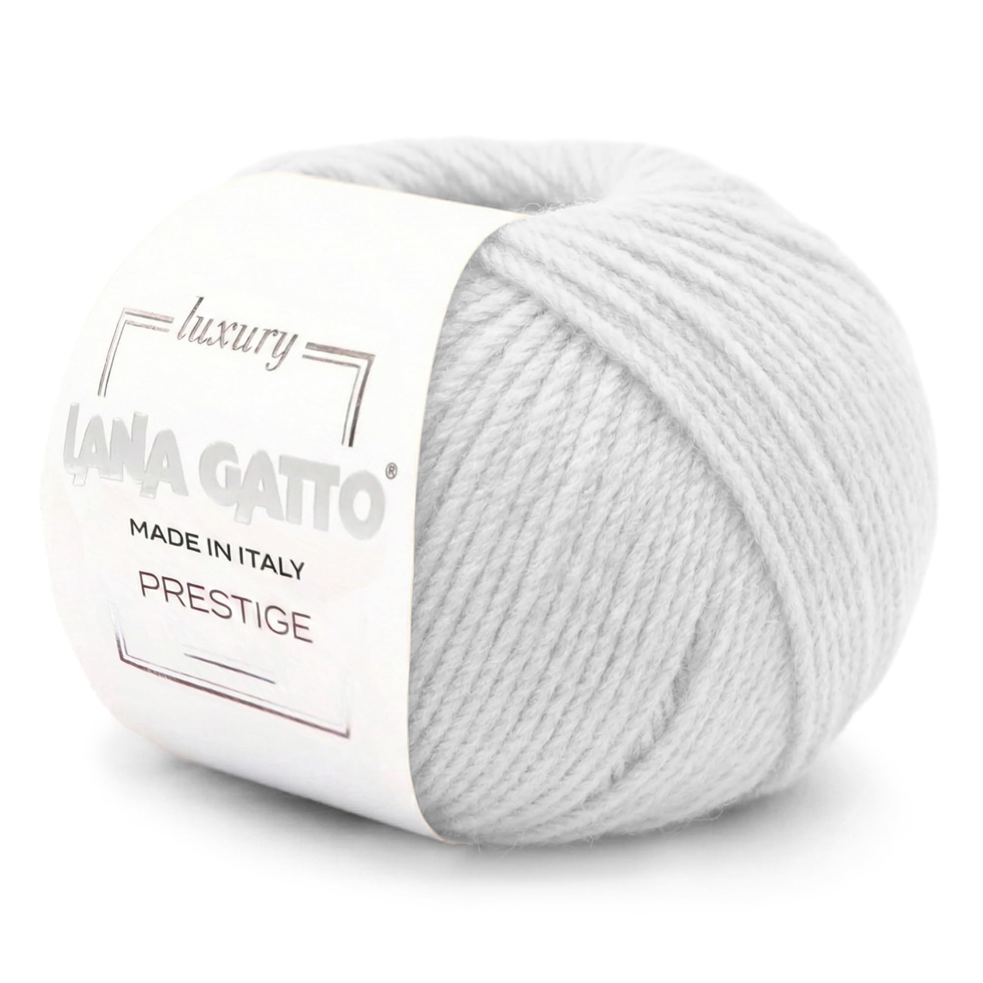100% Cashmere Yarn for Knitting and Crochet, Lana Gatto Luxury Prestige Line, 25 gr. 75 mt, 0.9 oz 82 yds (Grey - 12504, 1)