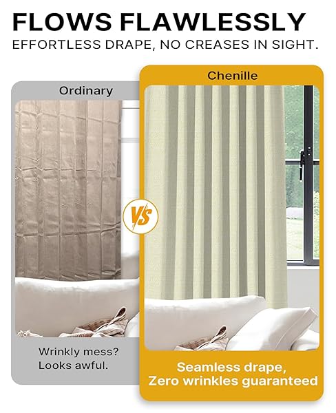 CREAM BLACKOUT CHENILLE PINCH PLEATED CURTAINS 40X84IN- ULTRA SOFT WRINKLE RESISTANT THERMAL INSULATED ROOM DARKENING DRAPES,NOISE REDUCING WITH ROMAN CLIPS,2 PANELS SET FOR BEDROOM/LIVING ROOM/OFFICE
