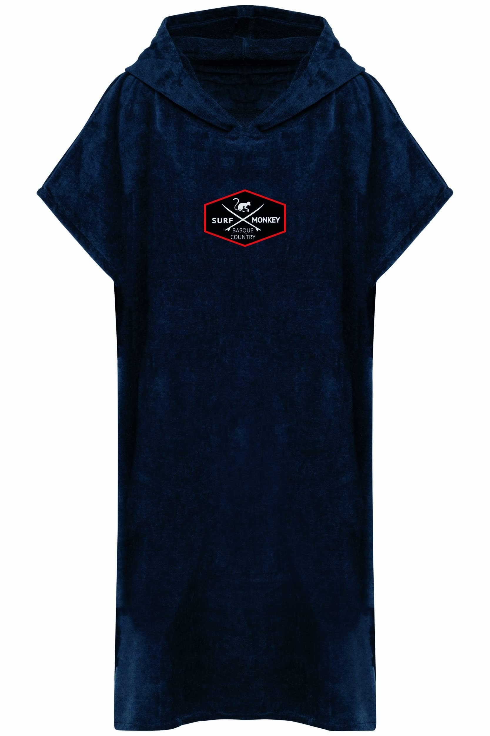 Surf Monkey Surf Poncho Towel with Hood and Inner Pocket – Organic Cotton (Blue, S/M)