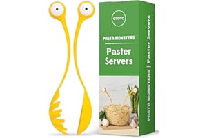 OTOTO Pasta Monsters and Salad Servers - BPA-Free Fun Kitchen Gadgets - 100% Food Safe Salad Spoon and Fork Set - 11.93x 3.39