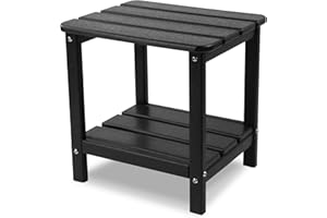 realife Outdoor Adirondack Side Table, Rectangular End Table for Patio, Garden, Porch and Indoor, Black