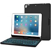 ProCase 360&deg; Backlit Keyboard Case for iPad 9.7 (6th/5th Gen/Air 2/1),Black | 7-Color Backlit Keyboard Cover for iPad 9.7" (Old Model), iPad 6th/5th Gen (2018/2017), Pro 9.7"(2016), Air 2/1 (2014/2013)