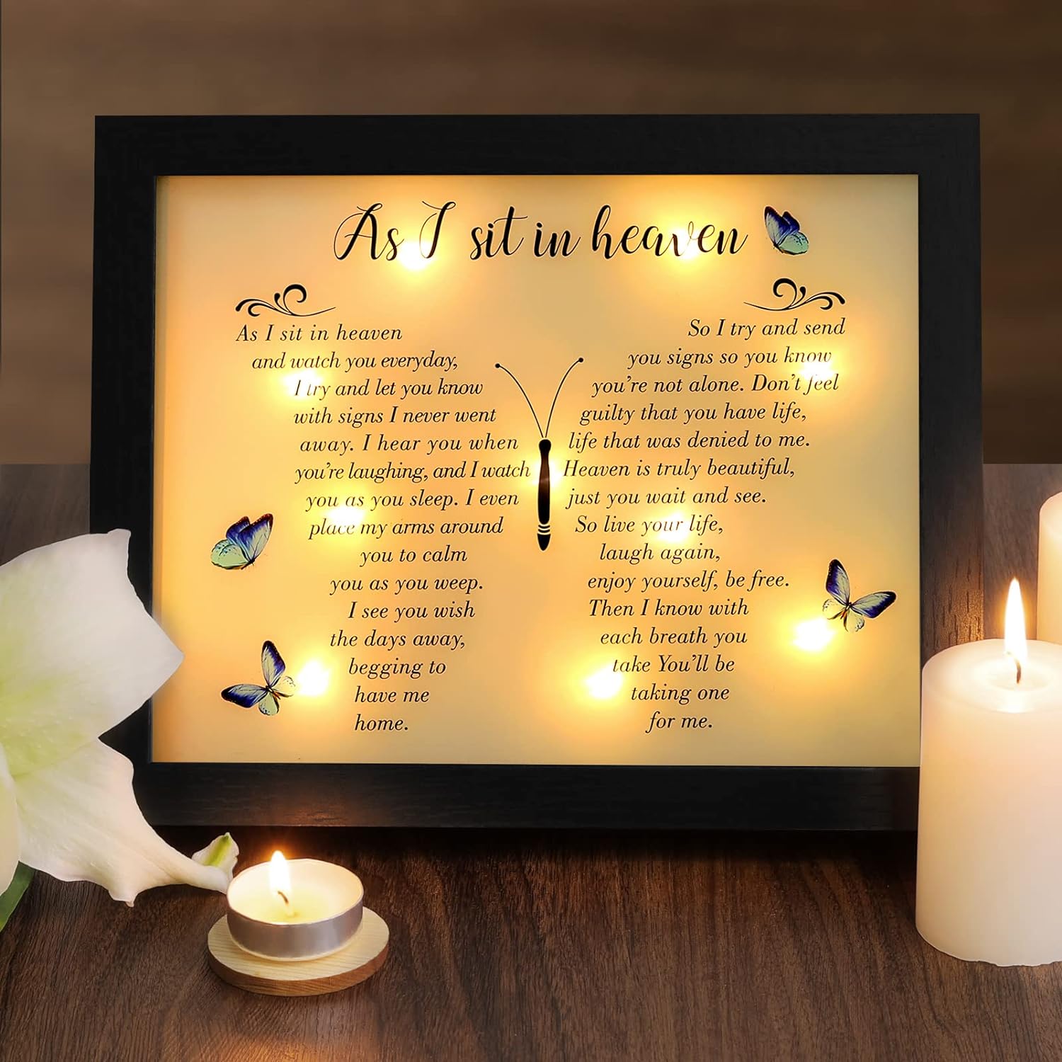 Photo Albums, Frames & Accessories - Memorial Gifts LED Shadow Box - Sympathy Gift in Memory of Loved One Gifts, Rememberance Gift for Loss of Mother Father Mom Dad, Funeral Condolences Bereavement Gift Ideas to Relieve Grief, Butterfly